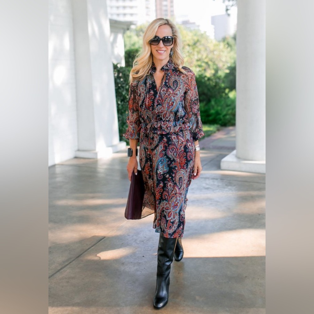 BANANA REPUBLIC x OLIVIA PALERMO PAISLEY CHIFFON DRESS